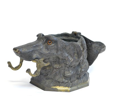 Lot 308 - Cast brass tabletop inkwell, modeled in the form of a Fox