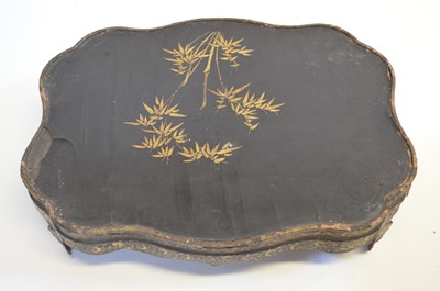 Lot 319 - Late 19th century Chinese black lacquered sewing box on stand