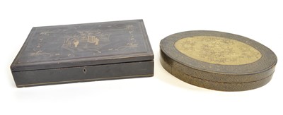 Lot 327 - Early 20th century Japanese black lacquered box and one other.