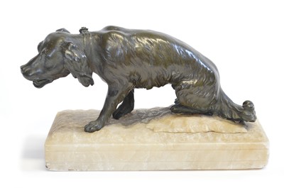 Lot 111 - Bronze figure of seated Spaniel dog