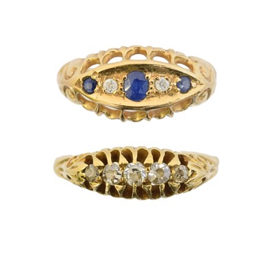 Lot 138 - Two 18ct gold gem-set dress rings