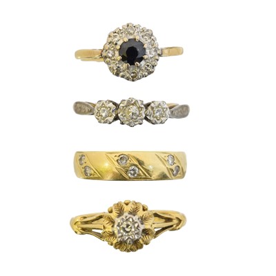Lot 132 - Four 18ct gold dress rings