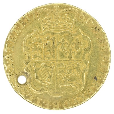 Lot 33 - King George III, Guinea, 1786, pierced.