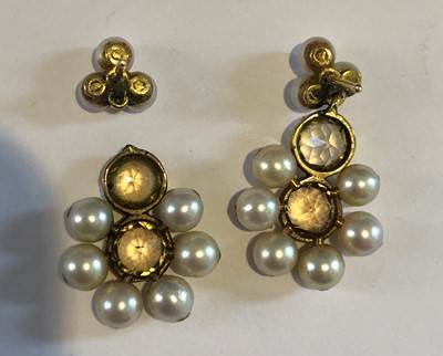 Lot 13 - A pair of topaz and pearl earrings