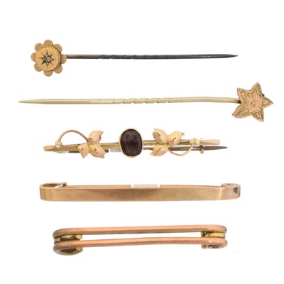 Lot 8 - A selection of brooches and stick pins