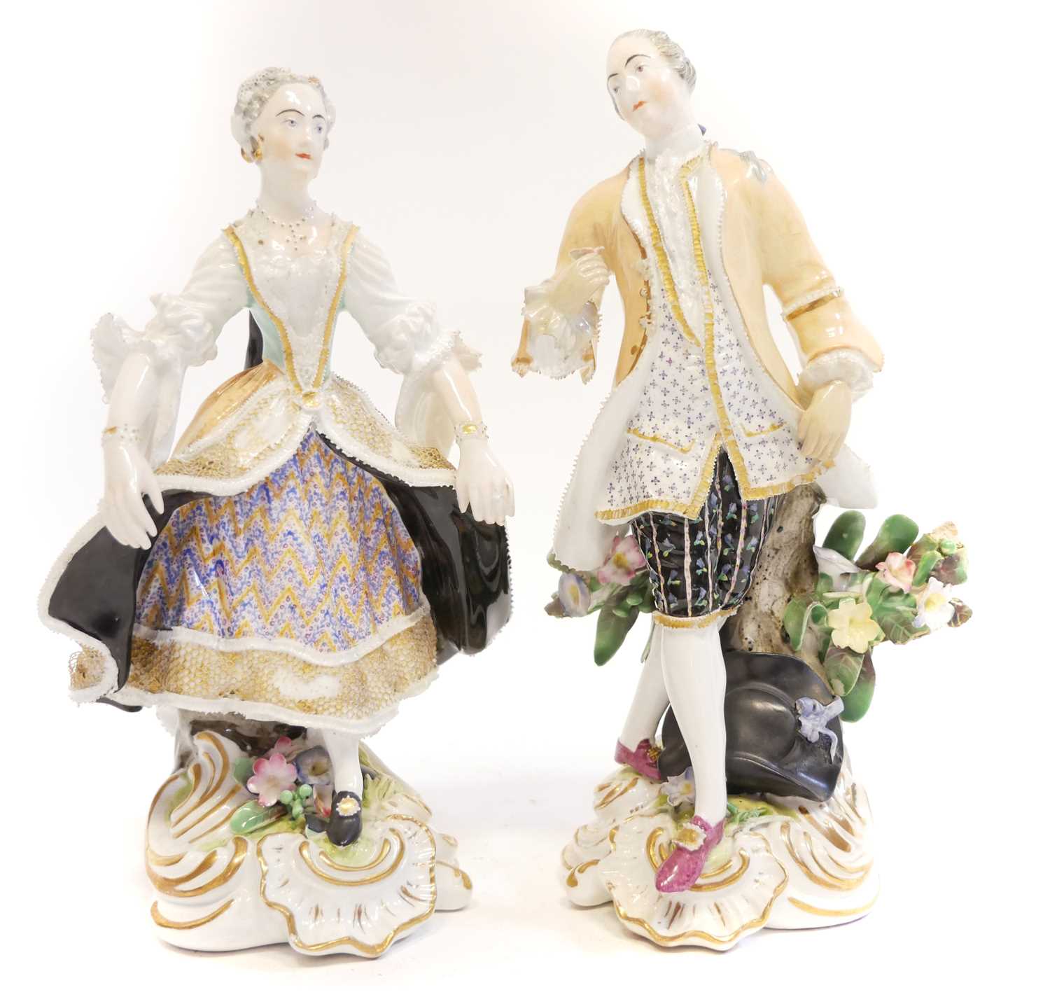 Lot 226 - Pair of English porcelain Meissen style figures