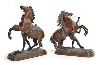 Lot 133 - A pair of Victorian Spelter figures, Marly Horses