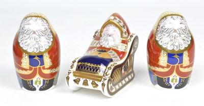 Lot 101 - 3 Christmas themed Royal Crown Derby paperweights
