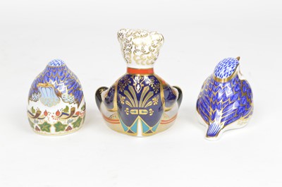 Lot 102 - 3 Christmas themed Royal Crown Derby paperweights