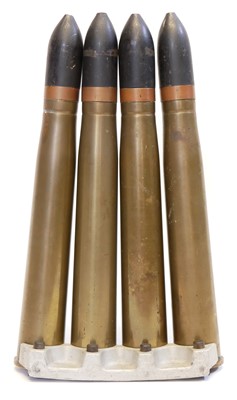 Lot 308 - Clip of four inert 40mm Bofors rounds