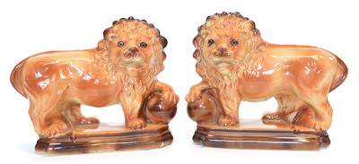 Lot 182 - Pair of Staffordshire Lions