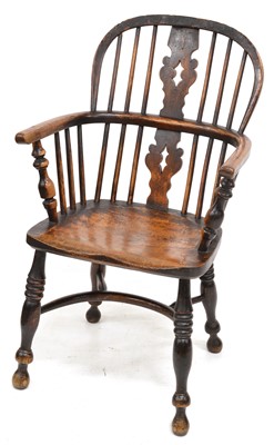 Lot 366 - Mid 19th century ash and elm low-back Windsor chair