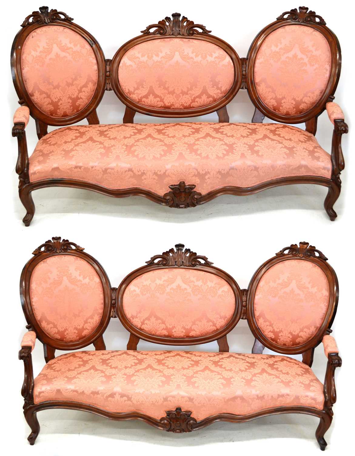 352 - Mid 19th century continental Louis XV design matching pair of sofas