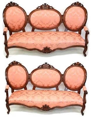 Lot 352 - Mid 19th century continental Louis XV design matching pair of sofas