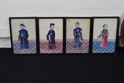 Lot 325 - Four pith paintings and one lithograph
