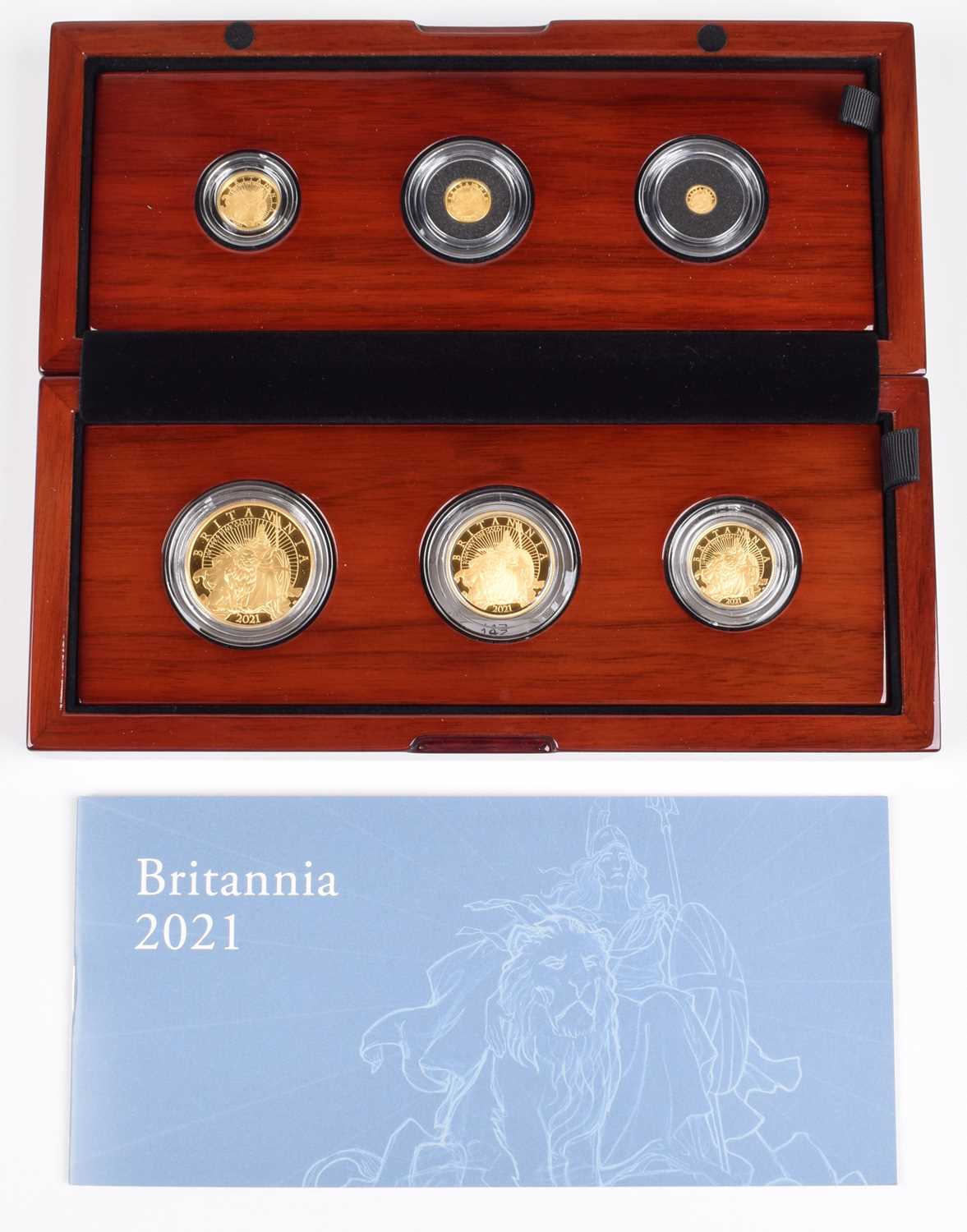 Lot 48 - Elizabeth II, United Kingdom, 2021, The Britannia Six-Coin Gold Proof Set, Royal Mint.