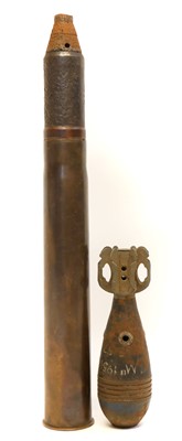 Lot 324 - Russian inert 45mm WWII round and a French mortar round.