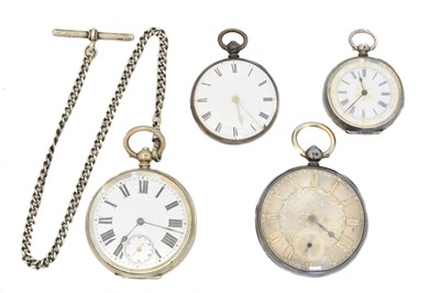 Lot 101 - A selection of silver pocket and fob watches