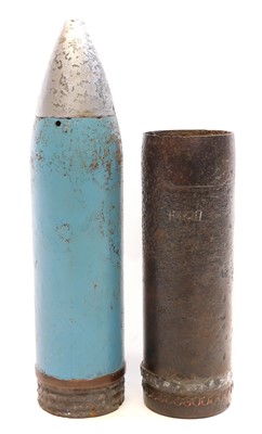 Lot 338 - German WWI 77mm projectile and a 75mm shell