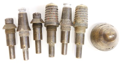 Lot 341 - Six French WWI fuses and one British example.