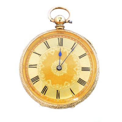 Lot 204 - An 18ct gold open face fob watch by J.W. Benson