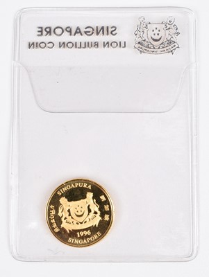 Lot 53 - A Singapore 1996 $5 Lion Bullion Coin, 1/10th of an ounce.