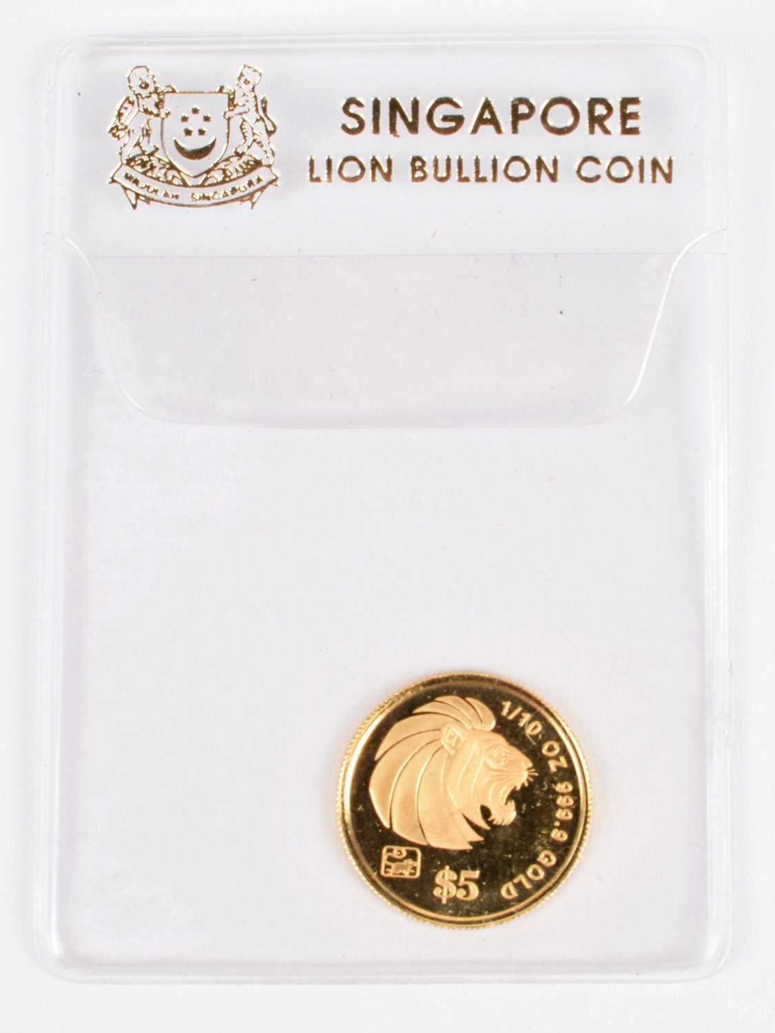 Lot 53 - A Singapore 1996 $5 Lion Bullion Coin, 1/10th of an ounce.