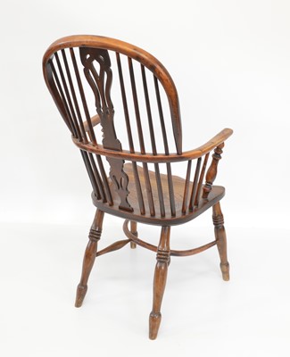 Lot 337 - Mid 19th century yew and elm high back Windsor chair