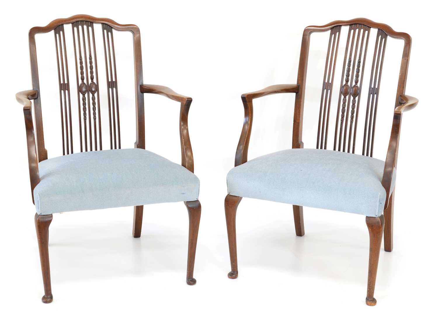 Lot 345 - A pair of Edwardian mahogany framed occasional chairs