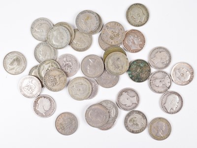 Lot 16 - Selection of mainly silver coinage from George III to George V, mainly shillings.