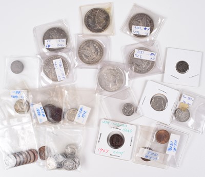Lot 52 - Selection of American coinage to include eight silver dollars and two later dollars and others.
