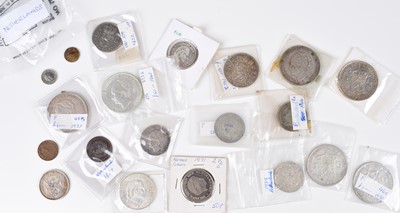 Lot 55 - Tin of assorted foreign coinage to include many silver coins from Netherlands etc.