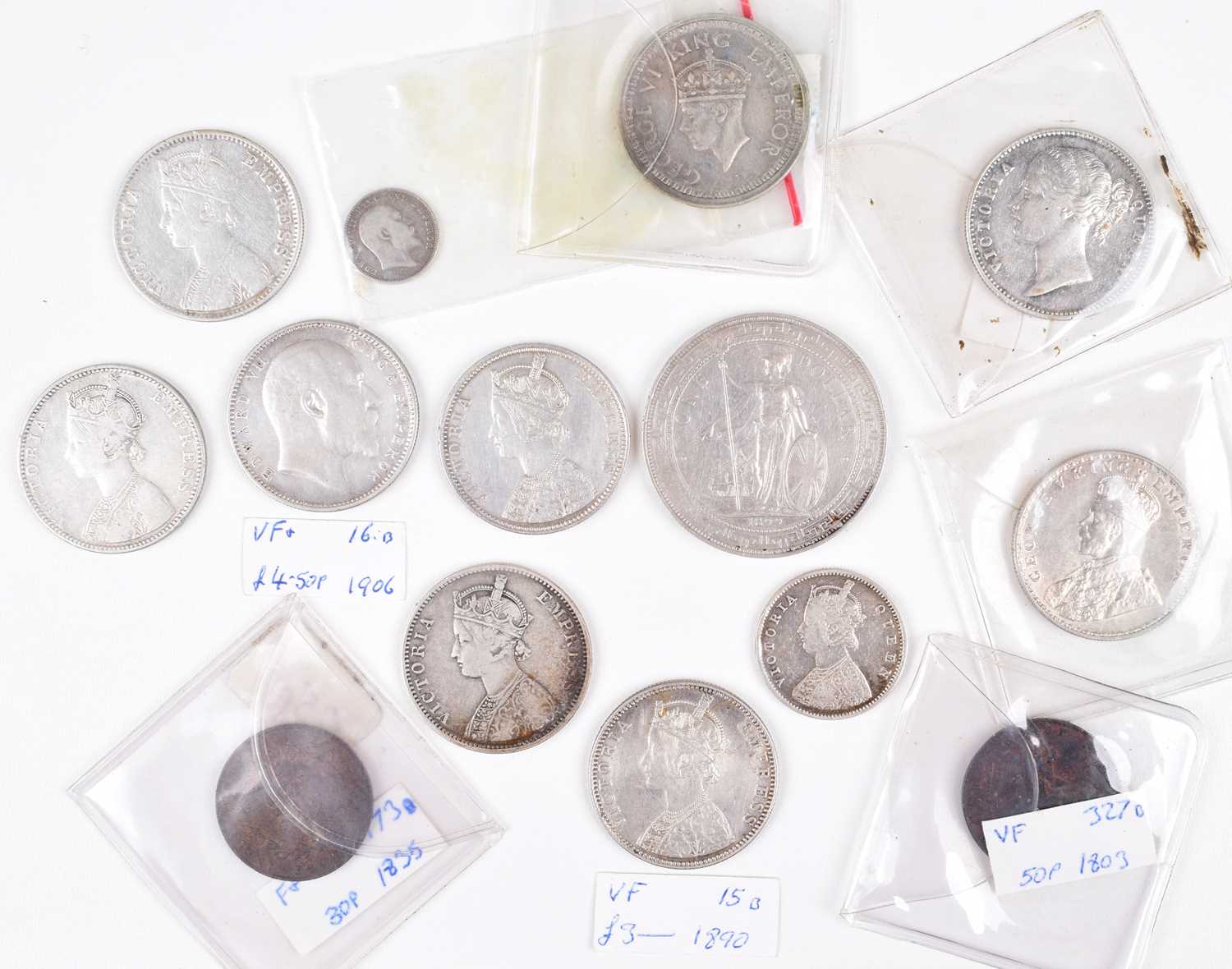 Lot 56 - Selection of British Indian silver coinage from Queen Victoria to George VI.