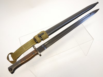 Lot 262 - Belgian M98 export bayonet and scabbard and frog