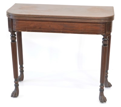 Lot 311 - Early 19th century Regency fold-over mahogany tea table