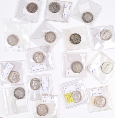 Lot 19 - Selection of mainly silver historical shillings and sixpences from Charles I to George V.