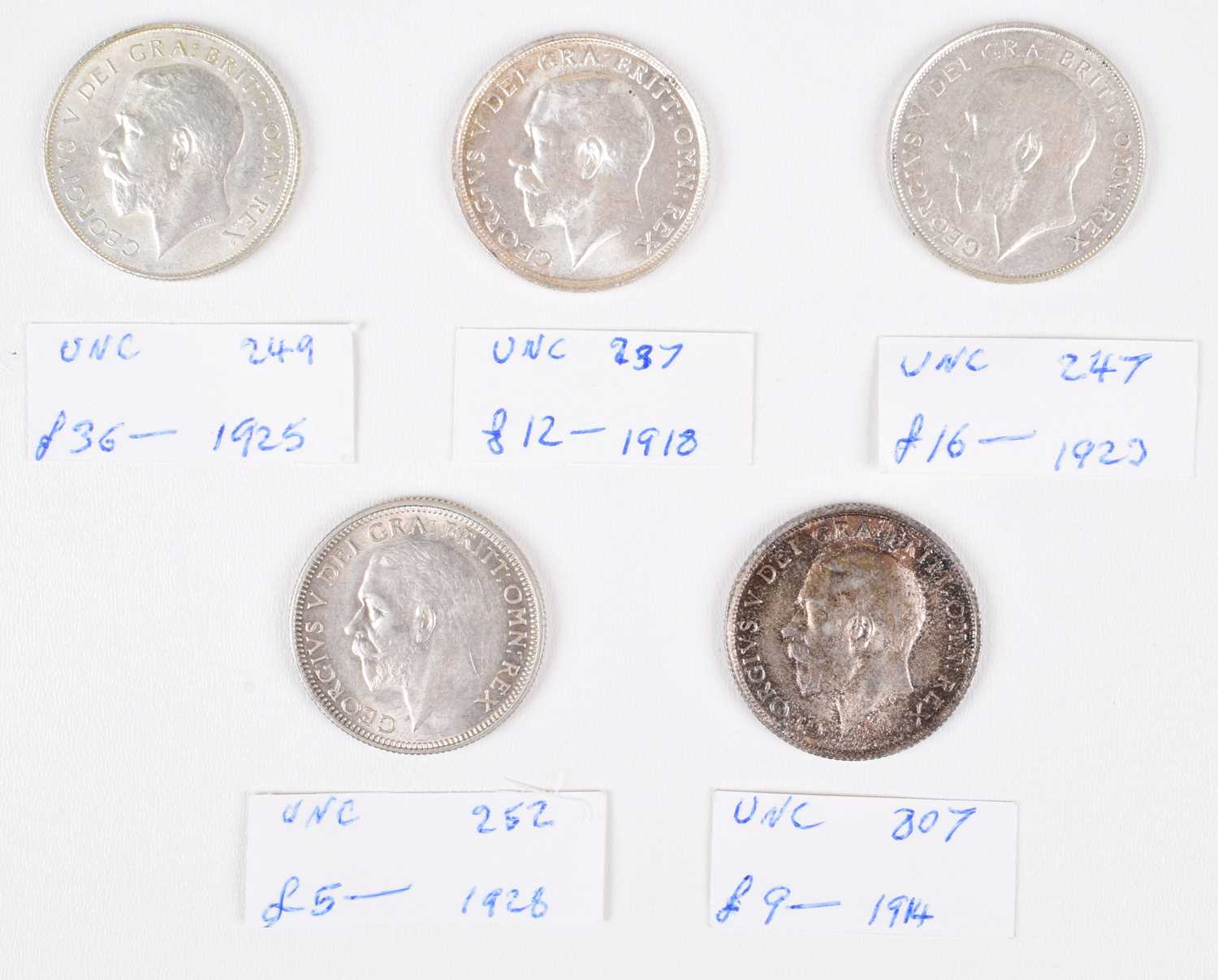 Lot 45 - Selection of King George V Shillings, all in high grades (5).