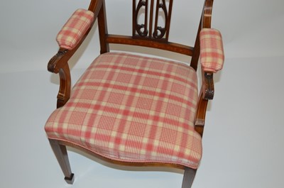 Lot 340 - Edwardian mahogany framed open armchair