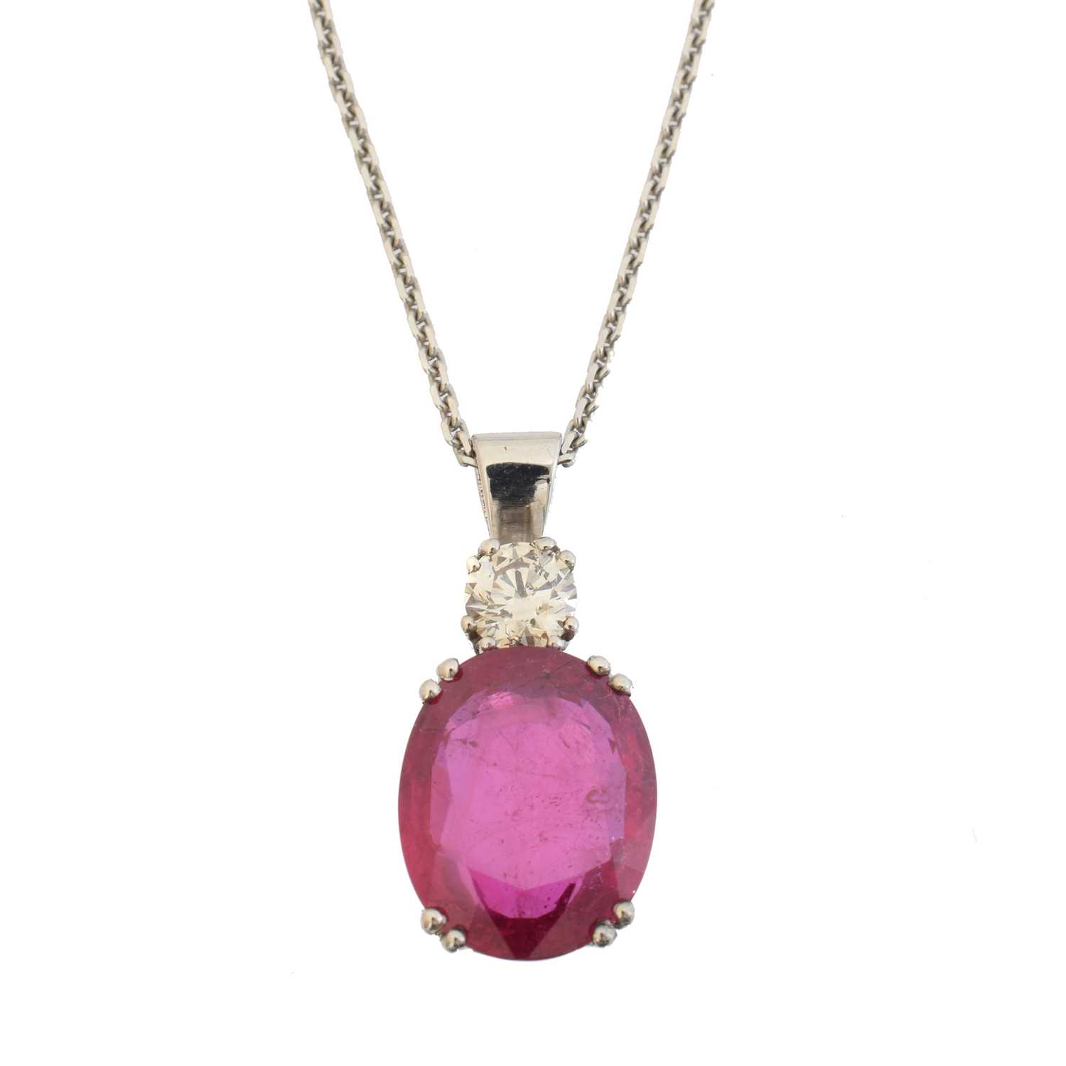 Lot 42 - An 18ct gold ruby and diamond pendant