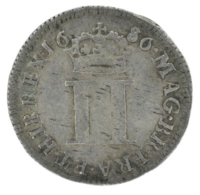 Lot 22 - King James II, Twopence, 1686 IΛCOBVS.