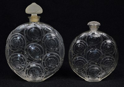 Lot 163 - 2 Lalique for Forvil 'Relief' spiral design perfume bottles