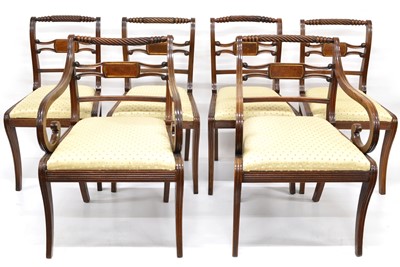 Lot 351 - Six Regency mahogany framed dining chairs