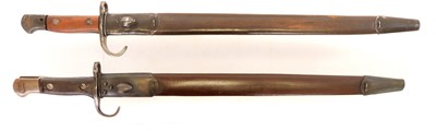 Lot 353 - Two replica hook Quilon 1907 pattern bayonets and scabbards