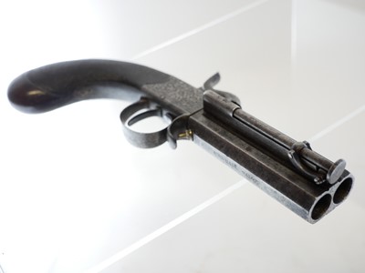 Lot 4 - Percussion double barrel pistol by Samuel Ebrall Shreswbury