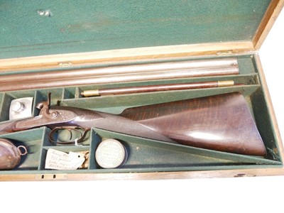 Lot 63 - Cased Percussion 13 bore double shotgun