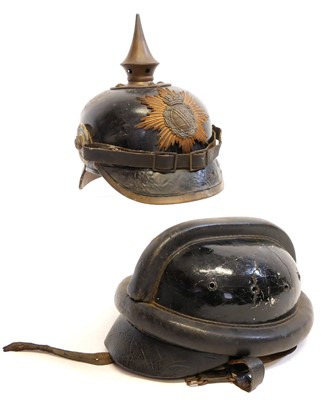 Lot 354 - German WWI pickelhaube and one other helmet