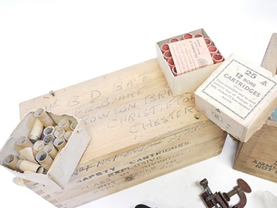 Lot 206 - Vintage shotgun reloading tools and components