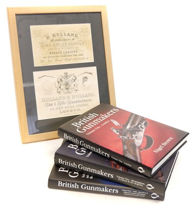 Lot 362 - British gunmakers three volume set, and a framed Holland and Holland plate set.