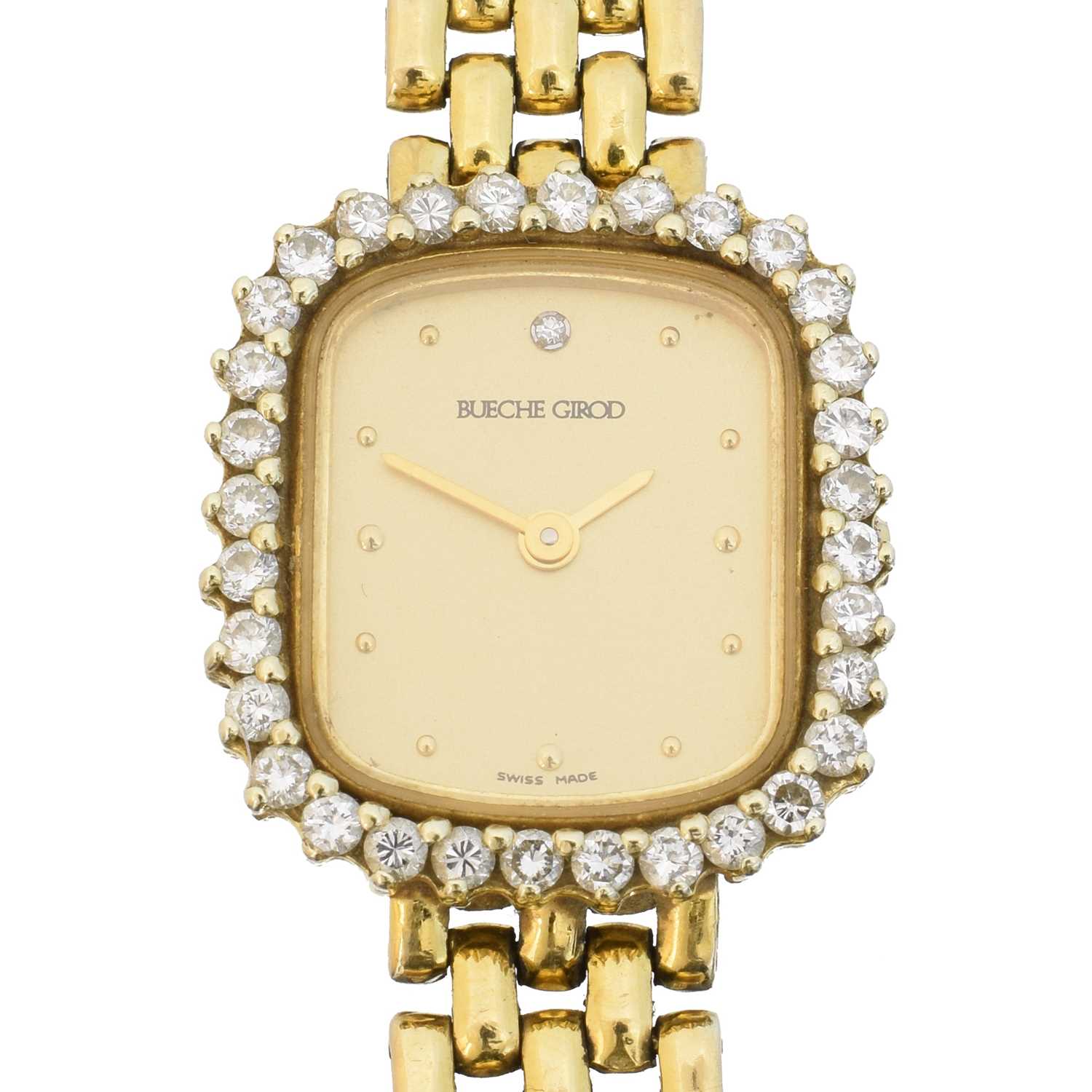 174 - A 9ct gold and diamond Bueche Girod wristwatch,