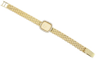 Lot 174 - A 9ct gold and diamond Bueche Girod wristwatch